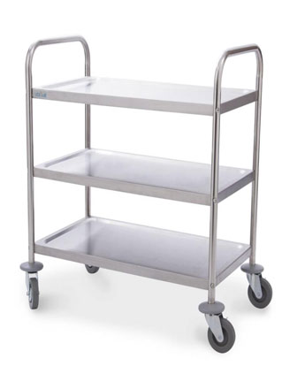 Stainless steel trolley with 3 shelves